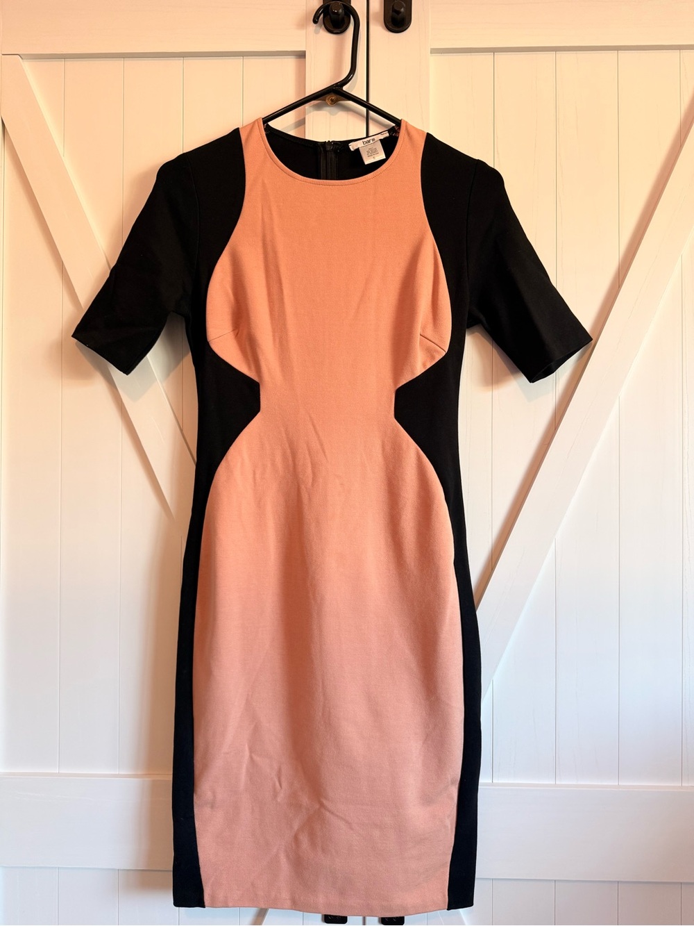 Bar III Black and Blush Colorblock Midi Dress